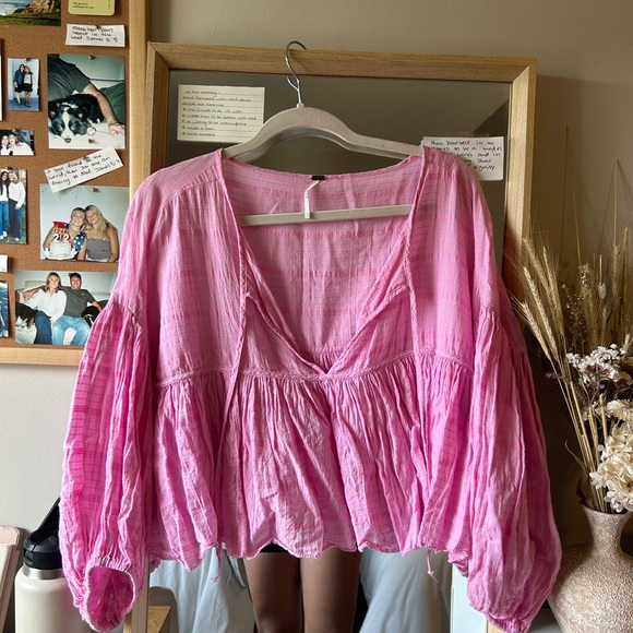 We The Free Vibrant Pink Blouse - Picture 2 of 6